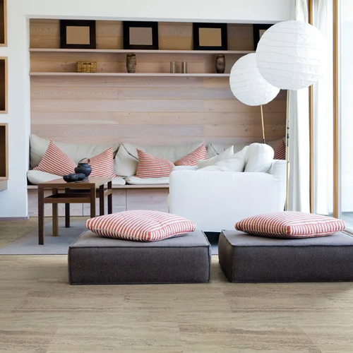 Yoga room in a San Diego home with cork flooring