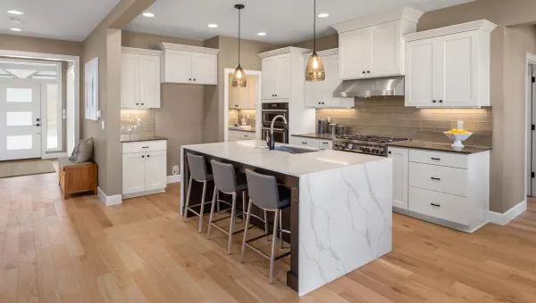 Family kitchen with durable wood floors