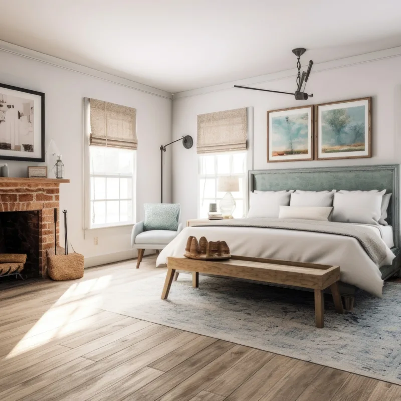 Rustic Coastal San Diego interior design with new floors